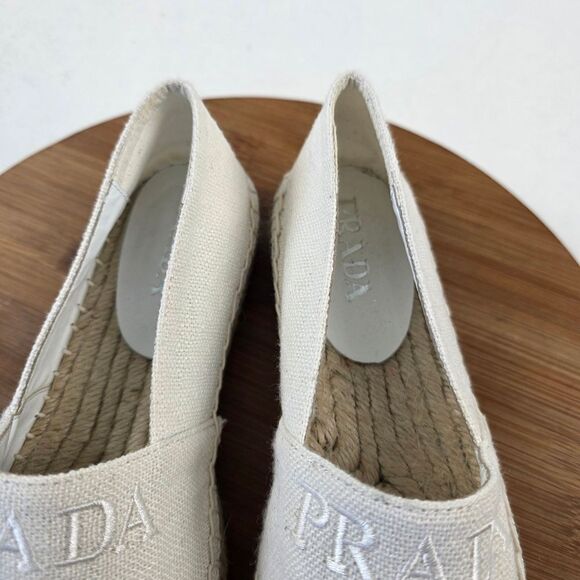 Prada Milano Embossed Logo Espadrilles Slip-On Flats Women’s Size EU 37 US 6.5-7 - Picture 15 of 15